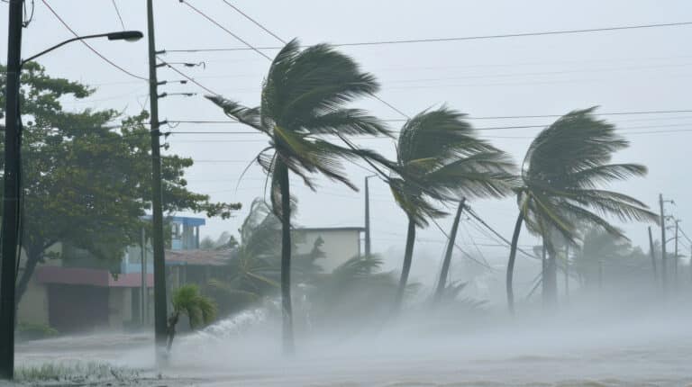 Devastating hurricane in tropics